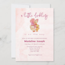 Roze Aquarel Eendje Meisje Baby Shower