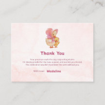 Roze Aquarel Eendje Meisje Dank Je Wel