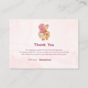 Roze Aquarel Eendje Meisje Dank Je Wel Informatiekaartje