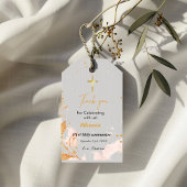 Roze aquarel Eerste heilige communie dank je Cadeaulabel