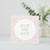 Roze Aquarel Elegante Bloemige Trouw  Save The Date (Staand voorkant)