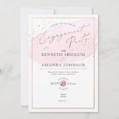 Roze Aquarel Elegante Script Verloving Feest Kaart (Voorkant)