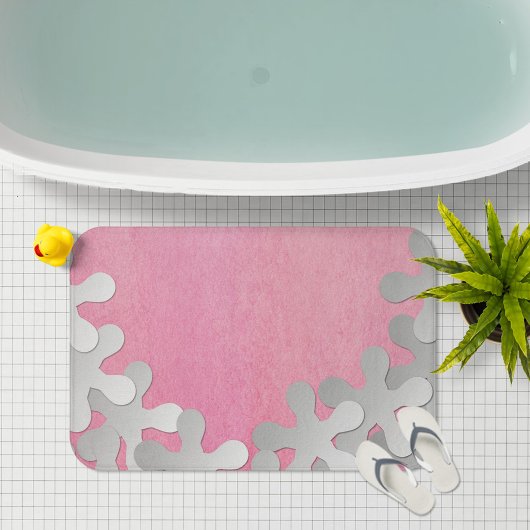 Roze Aquarel en Witte Bloemen Badmat