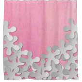 Roze Aquarel en Witte Bloemen Douchegordijn (Voorkant)