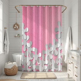 Roze Aquarel en Witte Bloemen Douchegordijn