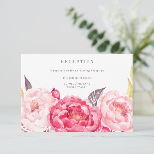 Roze Aquarel Engelse Boeket Ontvangstkaart Kaart (Staand voorkant)