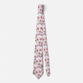 Roze Aquarel Engelse Vintage Bloemmotief Stropdas (Voorkant)