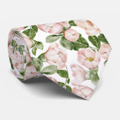 Roze Aquarel Engelse Vintage Bloemmotief Stropdas (Opgerold)