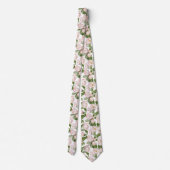Roze Aquarel Engelse Vintage Bloemmotief Stropdas (Achterkant)