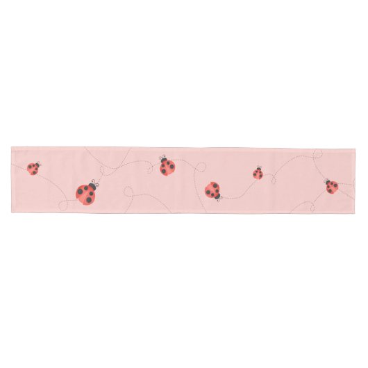 Roze Aquarel Fladderende Lieveheersbeestjes Medium Tafelloper (Horizontaal)