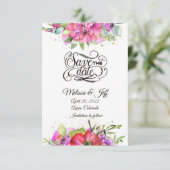 Roze aquarel flora save the date uitnodiging (Staand voorkant)
