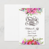 Roze aquarel flora save the date uitnodiging (Voorkant / Achterkant)