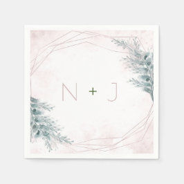 Roze Aquarel Geometrische Botanische Trouw Servet