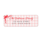 Roze Aquarel Gingham Retouradres Etiket (Voorkant)