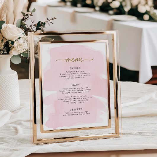 Roze Aquarel Goud Menu Bord Poster