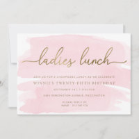 Roze Aquarel Gouden Dames Lunch
