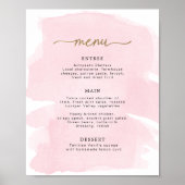 Roze Aquarel Gouden Menukaart Poster (Voorkant)