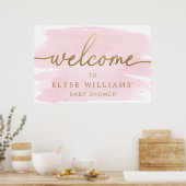 Roze Aquarel Gouden Welkom Bord Poster (Keuken)