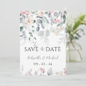 Roze Aquarel Groene Huwelijk Save The Date (Staand voorkant)