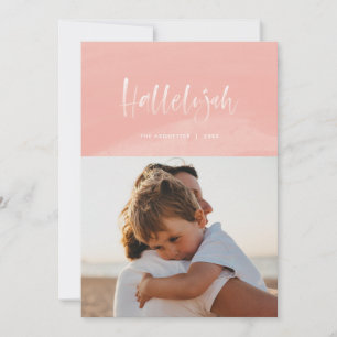 Roze Aquarel Hallelujah Kerstmis Feestdagenkaart