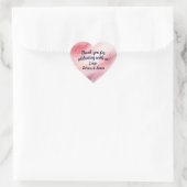 Roze Aquarel Hart Aangepast Schrift Bedankt  Sticker (Tas)