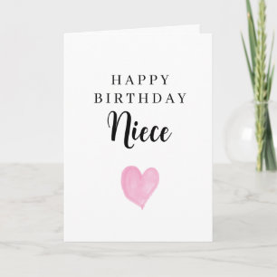 Roze Aquarel Hart Gelukkige Verjaardag Niece Kaart