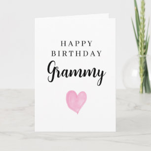Roze Aquarel Hart Gelukkige Verjaardag Oma Kaart