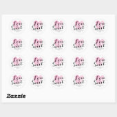 Roze Aquarel Hart Liefde is Zoet Ronde Sticker (Vel)