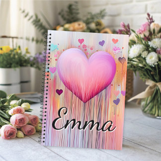 Roze Aquarel Hart Liefde Stroomt Notitieboek