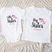 Roze Aquarel Harten Zuster Naam Initiaal Romper