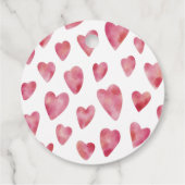Roze aquarel hartpatroon bedankjes labels (Achterkant)