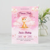 Roze Aquarel Illustratieve Prinses Uitnodiging (Staand voorkant)