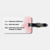 Roze Aquarel Initiaal Monogram Bagagelabel (Achterkant horizontaal)