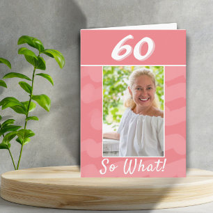 Roze Aquarel Inspirerende Foto 60e Verjaardag Kaart