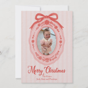 Roze Aquarel Italiaanse Porselein Kerstkaart