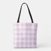 Roze aquarel kersenbloesem ruit gingham tote bag (Achterkant)