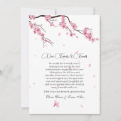 Roze aquarel kersenbloesem Sakura bruiloft Bedankkaart (Voorkant)