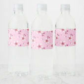 Roze Aquarel Kersenbloesempatroon Waterfles Etiket (Flessen)
