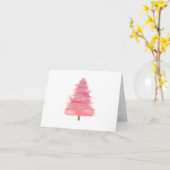 Roze aquarel kerstboom    kaart (Gele Bloem)
