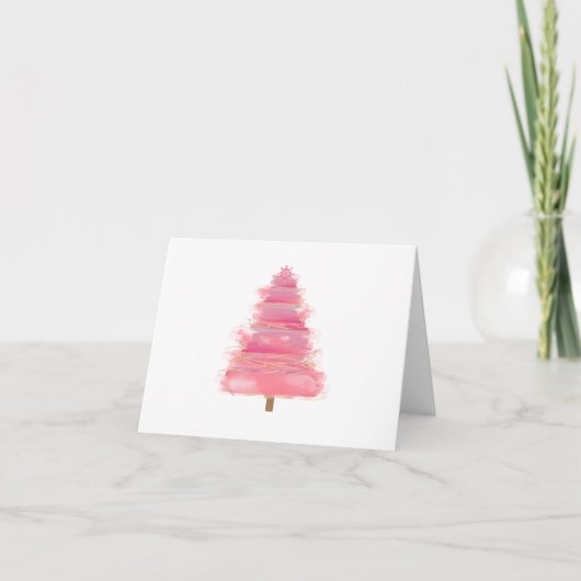 Roze aquarel kerstboom    kaart (Voorkant)