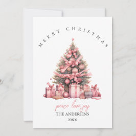 Roze aquarel kerstkaart kaart