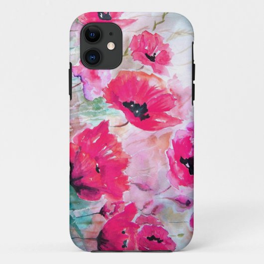Roze aquarel klaprozen. Case-Mate iPhone case (Achterkant)