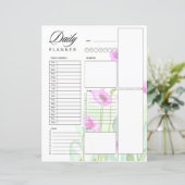 Roze aquarel klaprozen dagelijkse planner (Staand voorkant)