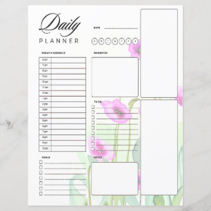 Roze aquarel klaprozen dagelijkse planner