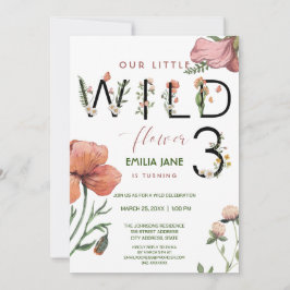 Roze Aquarel Kleine Poppies 3e Verjaardag Kaart