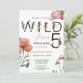 Roze Aquarel Kleine Poppies 5e Verjaardag Kaart (Staand voorkant)