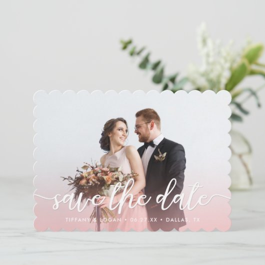 Roze Aquarel Landelijke Trouwfoto Save The Date (Staand voorkant)