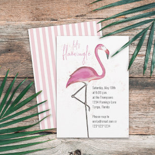 Roze Aquarel Laten we Flamingle Cute Flamingo Kaart