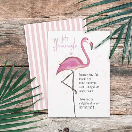 Roze Aquarel Laten we Flamingle Cute Flamingo Kaart