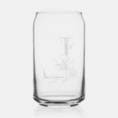 Roze Aquarel Lelie Monogram Blikvorm Glas (Achterkant)